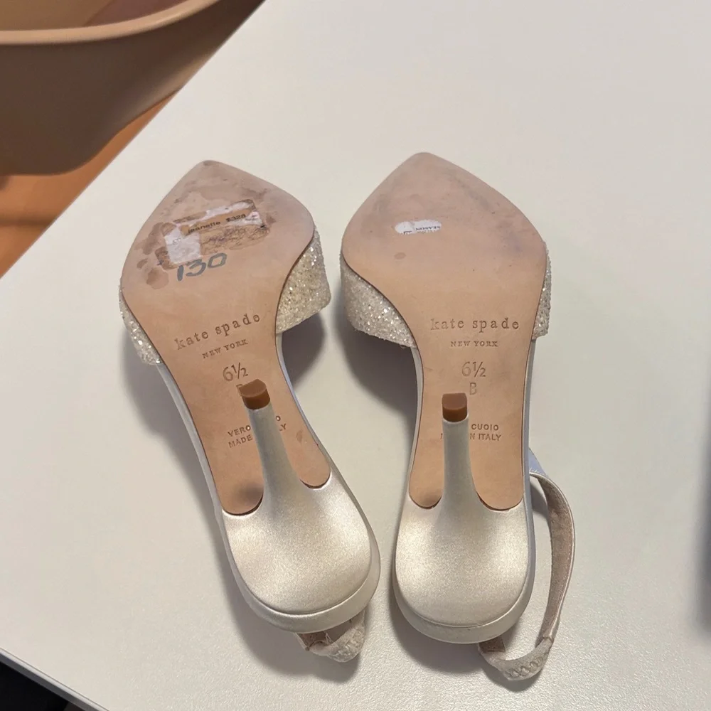 Kate Spade New York Glitter Slingback Pumps in Champagne